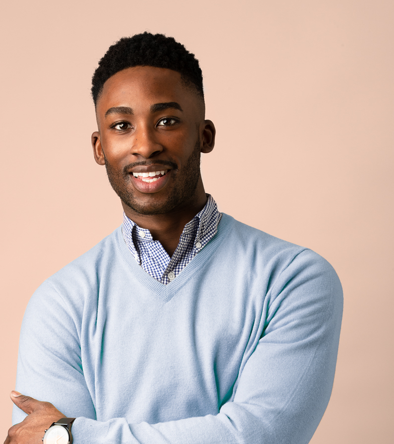 man in blue jumper