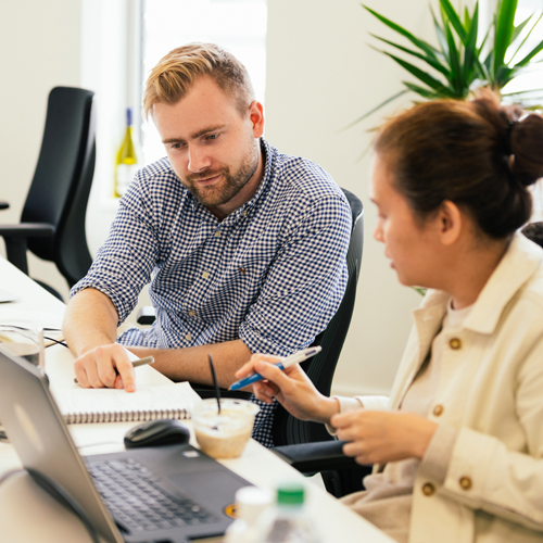 two colleagues working together