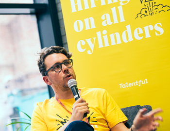 man speaking at talentful talks event