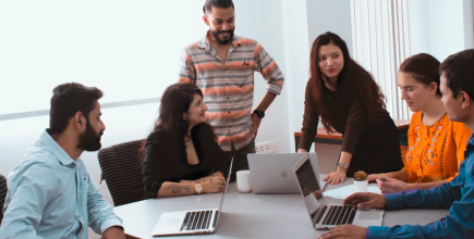 employees in a meeting