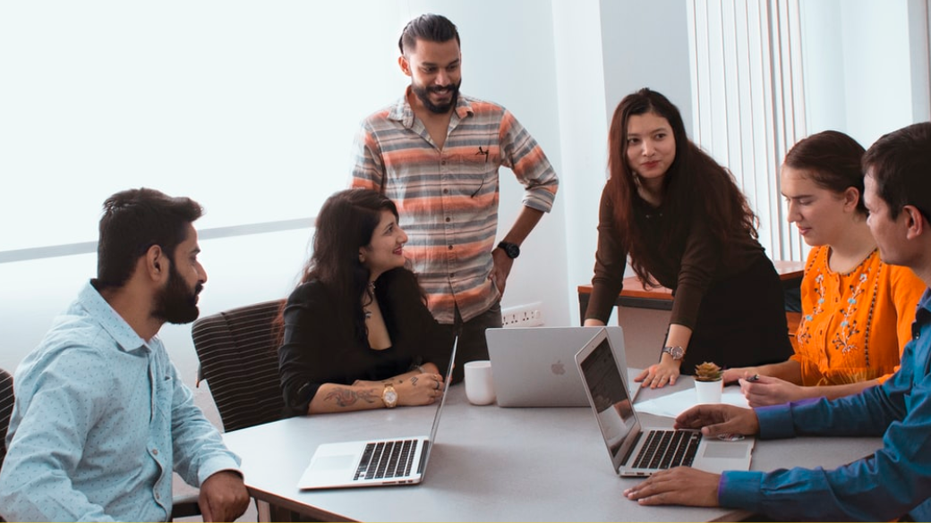 employees in a meeting