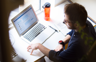 person working on a laptop