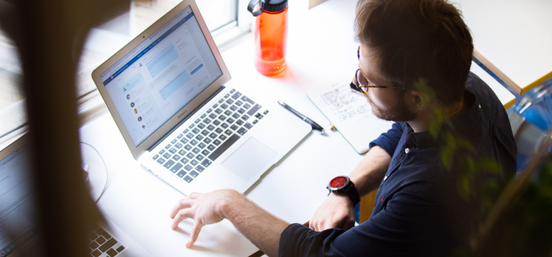 person working on a laptop